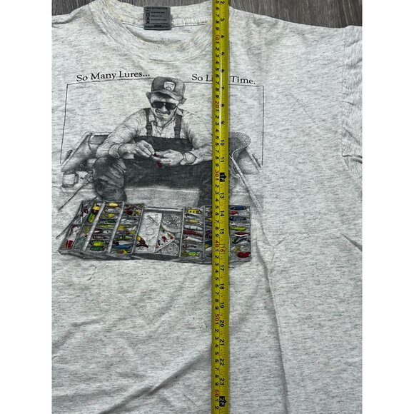 So Many Lures So Little Time Oneita Graphic T Shirt Men's Size XL White - Picture 4 of 6